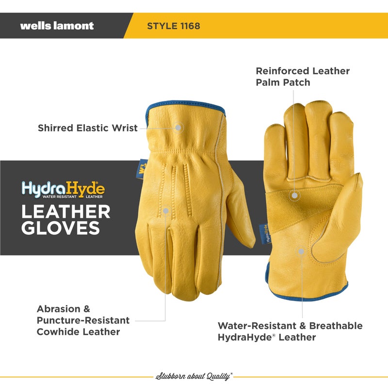 Wells Lamont Men's Slip-On HydraHyde Leather Work Gloves â€“ Water-Resistant, Breathable, Durable â€“ Ideal for Gardening, Landscaping, Ranching â€“ Heavy Duty Leather Work Gloves â€“ Saddletan, XX-Large - Image 3